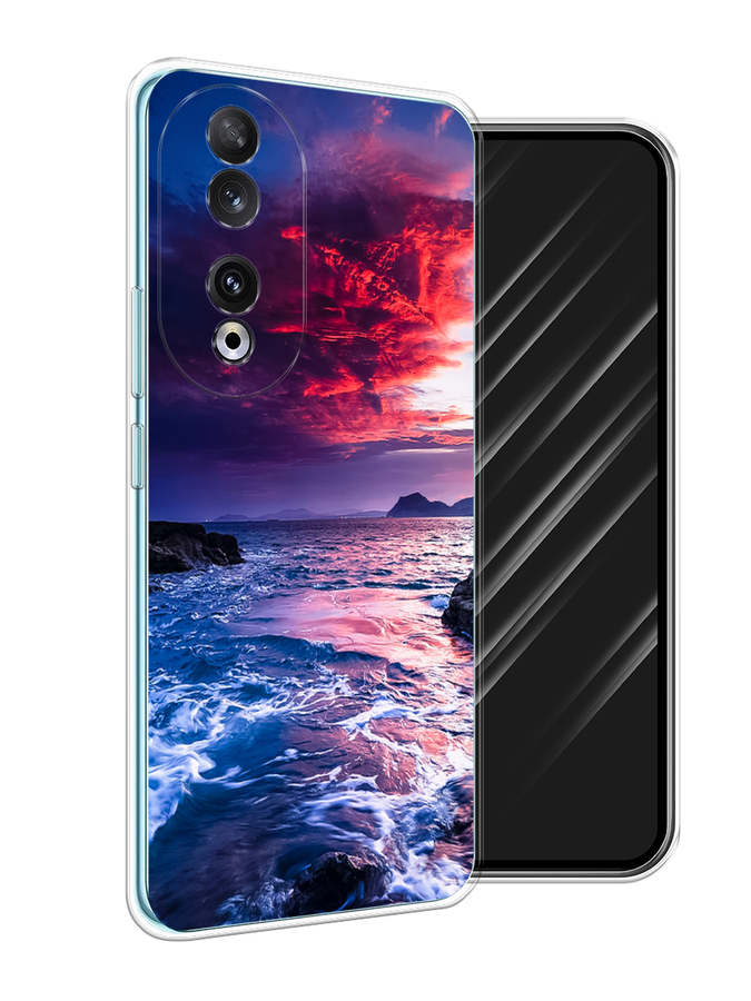 

Чехол Awog на Honor 90 "Волны 1", Розовый;синий