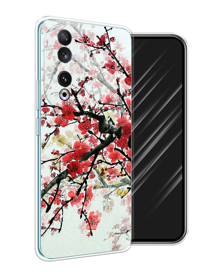 

Чехол Awog на Honor 90 "Сакура", Розовый;черный