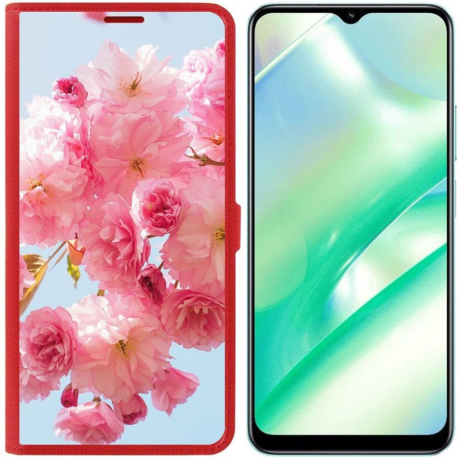 

Чехол-книжка Eco Book для Realme C33 Сакура, Красный