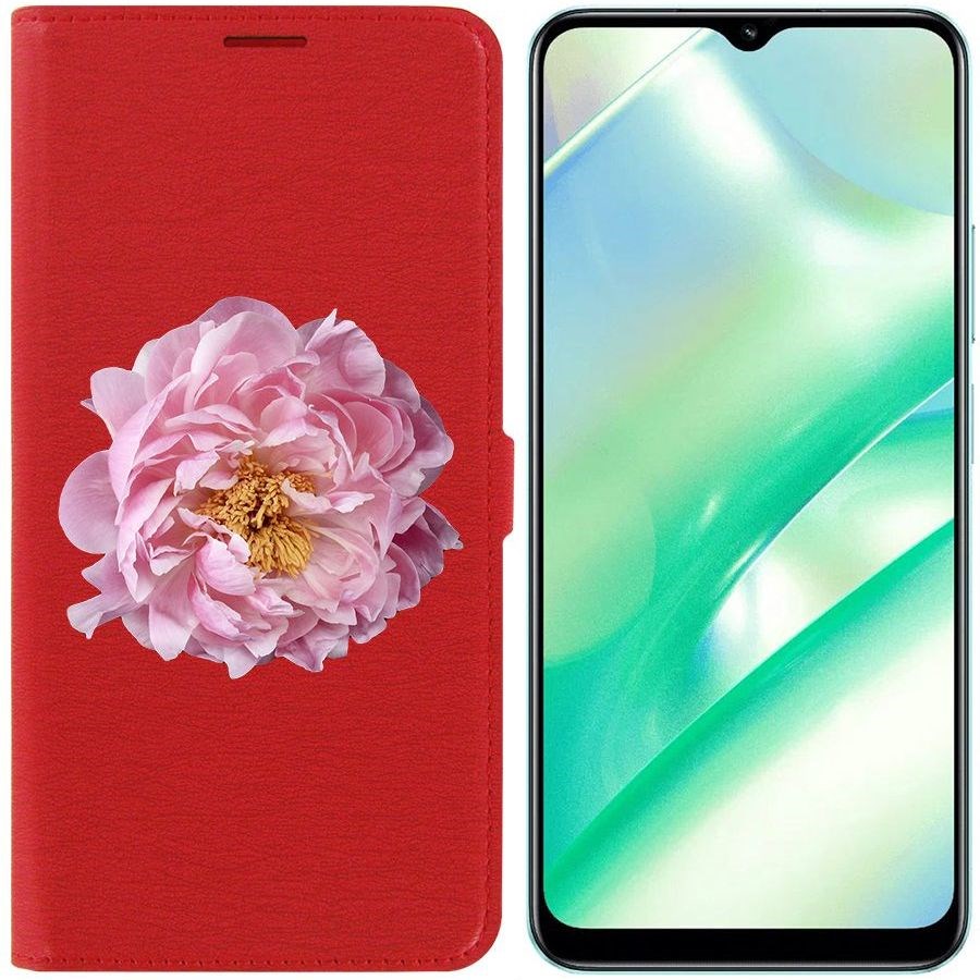 

Чехол-книжка Eco Book для Realme C33 Розовый пион, Красный