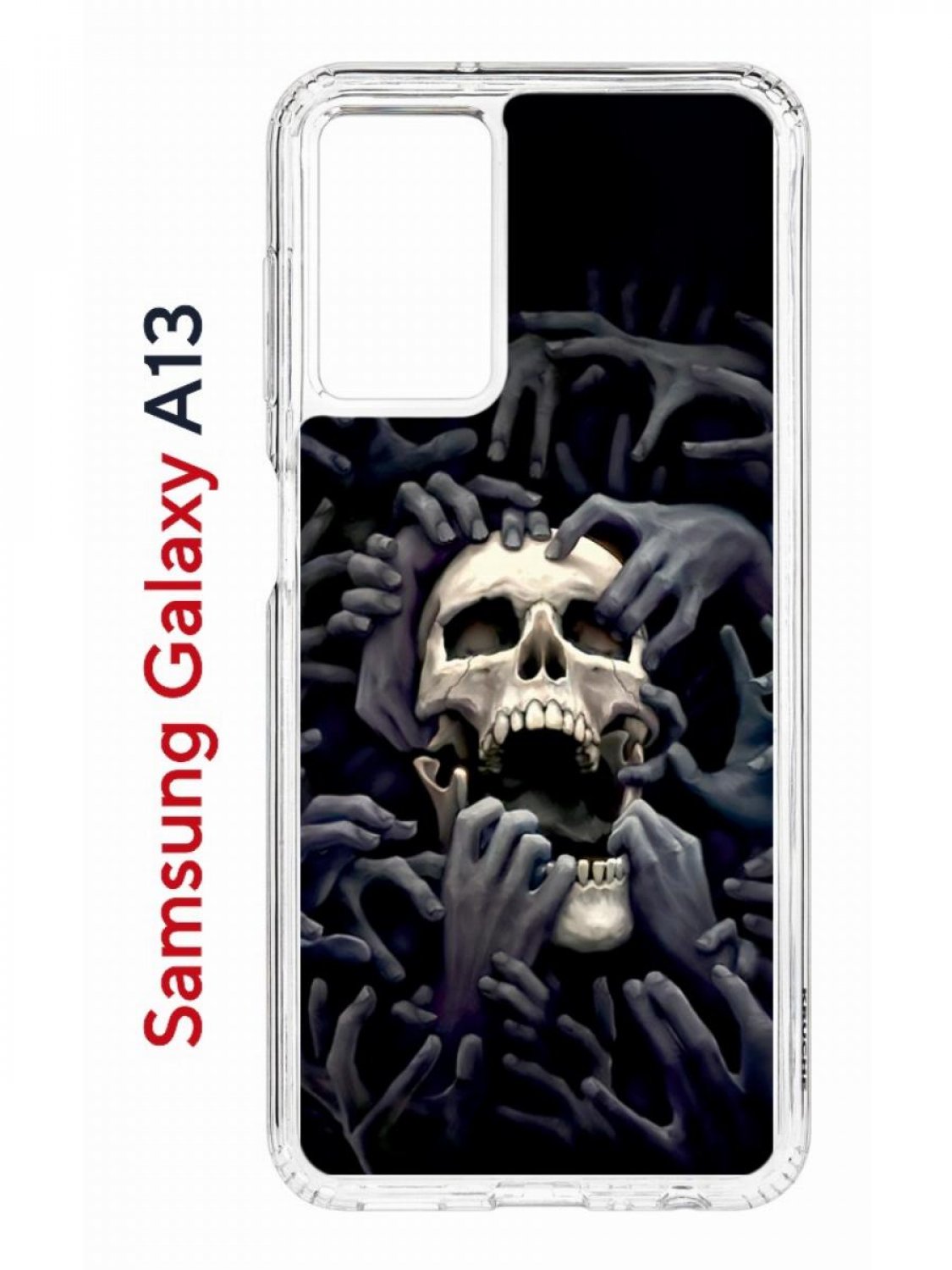 Чехол на Samsung A13 Kruche Print Skull Hands, противоударный бампер, с защитой камеры