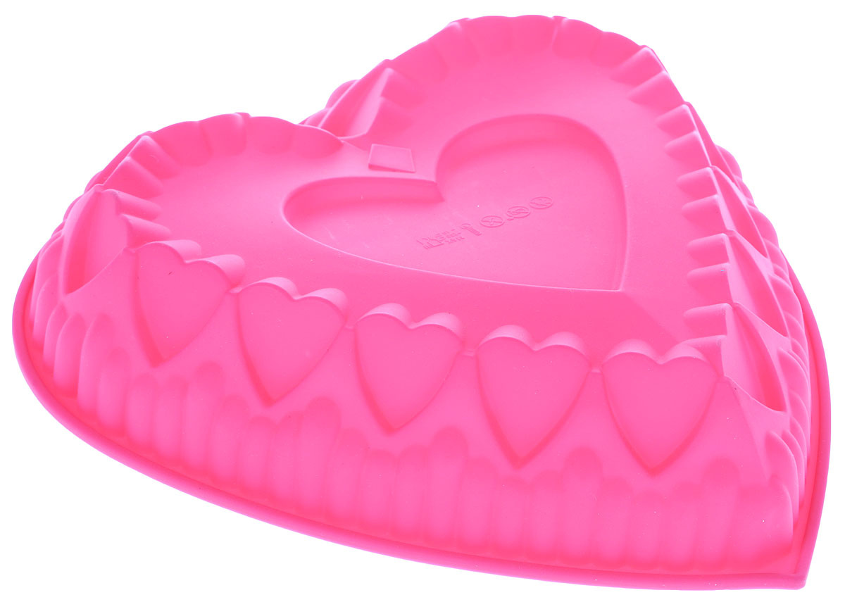 фото Силиконовая форма для выпечки сердце (цвет: розовый ) nobrand