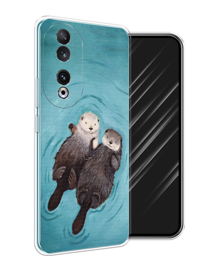 

Чехол Awog на Honor 90 "Парочка бобров", Голубой