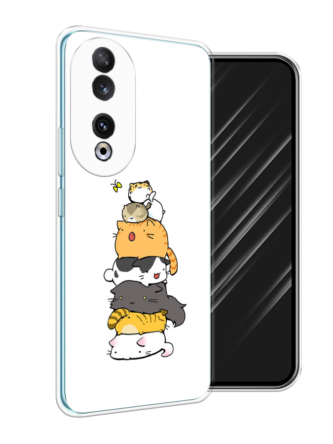 

Чехол Awog на Honor 90 "Бутерброд из котиков", Коричневый;белый;серый