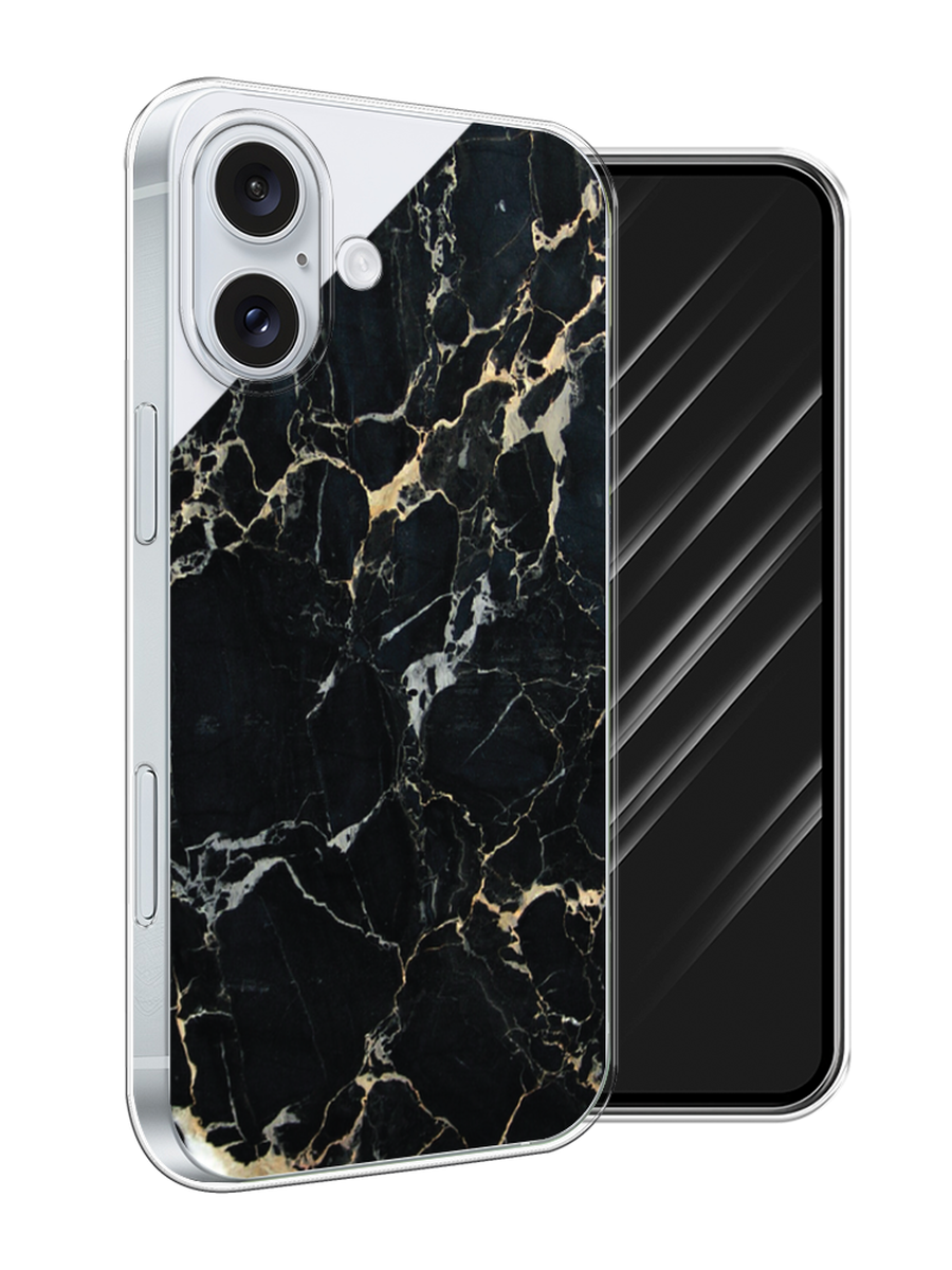 

Чехол Awog на Apple iPhone 16 Plus "Черный мрамор уголок", Черный;золотистый, 16150-1