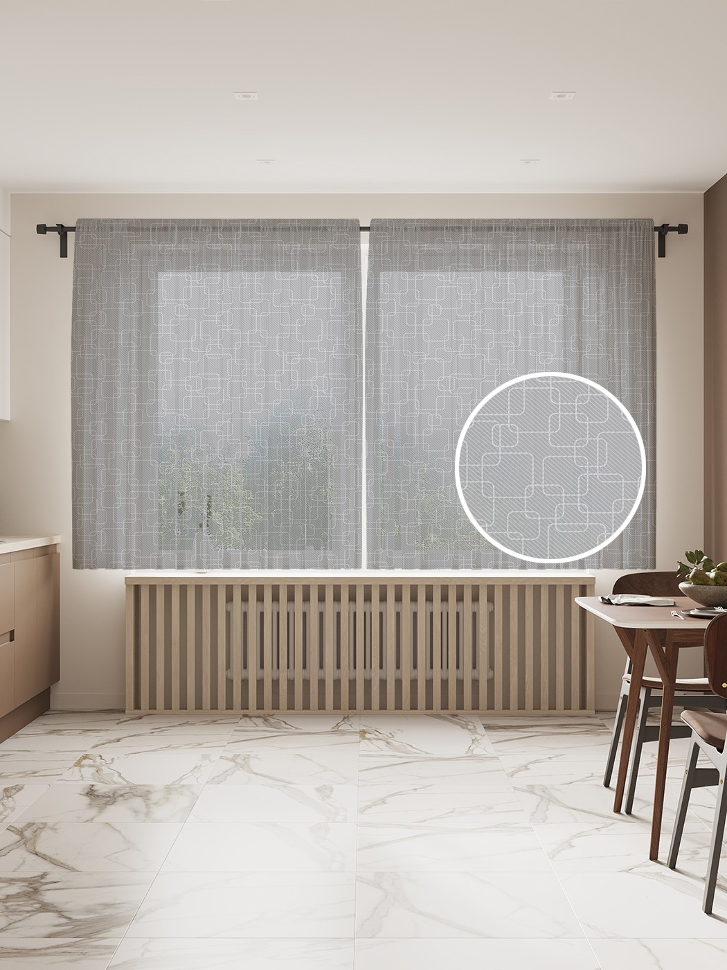 

Фототюль JoyArty "Сеть прямоугольников" 145x180см, 2 полотна, лента, 50 крючков, Сеть прямоугольников