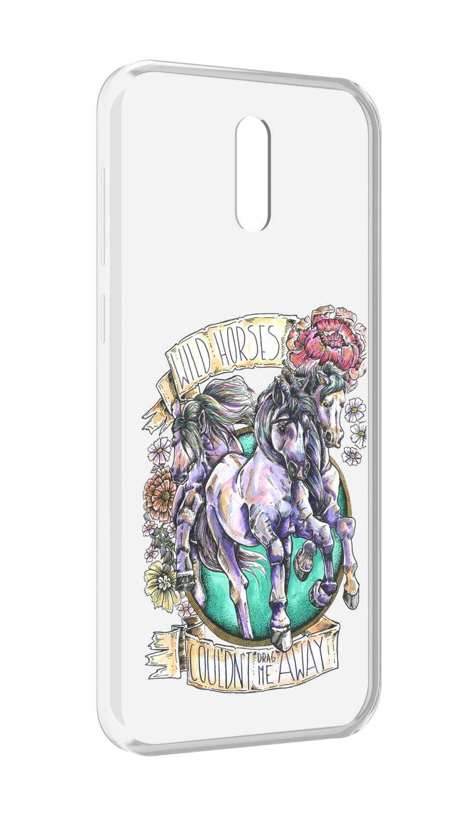 

Чехол MyPads рисунок коней в цветах для Alcatel 3L (2019), Прозрачный, Tocco