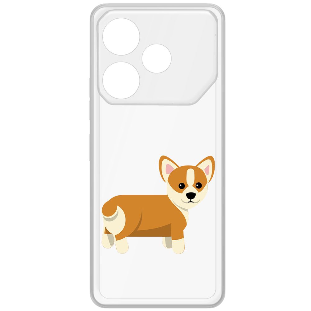 

Чехол-накладка Krutoff Clear Case Рисованный корги вид 1 для TECNO Pova 6, Прозрачный