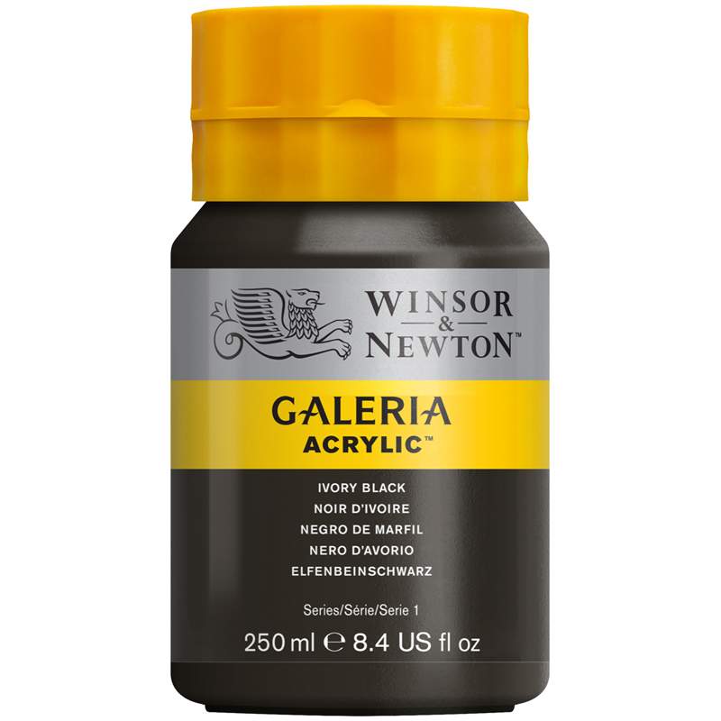 

Краска акриловая художественная Winsor&Newton "Galeria", 250мл, туба, черная слоновая кост, Черный