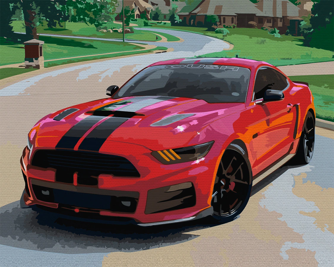 

Картина по номерам на холсте с подрамником МыРисуем "Ford Mustang Red" 1842, Ford Mustang Red