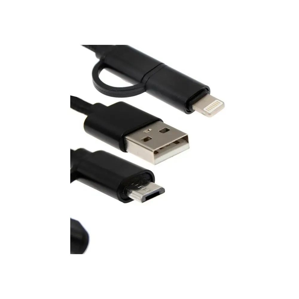 Кабель Windigo 2 в 1 microUSBLightning-USB 2 А оплетка нейлон 1 м черный 270₽