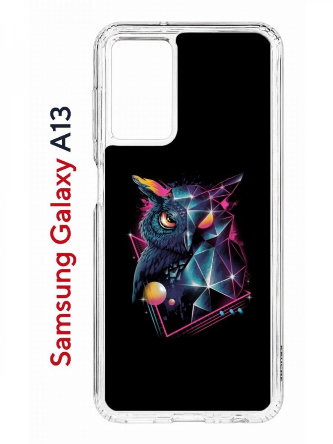Чехол на Samsung A13 Kruche Print Retro Owl, противоударный бампер, с защитой камеры