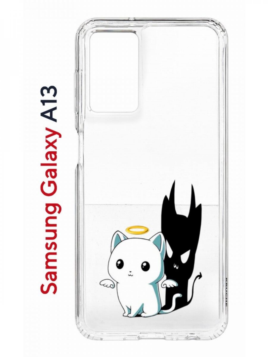 Чехол на Samsung A13 Kruche Print Angel Demon, противоударный бампер, с защитой камеры