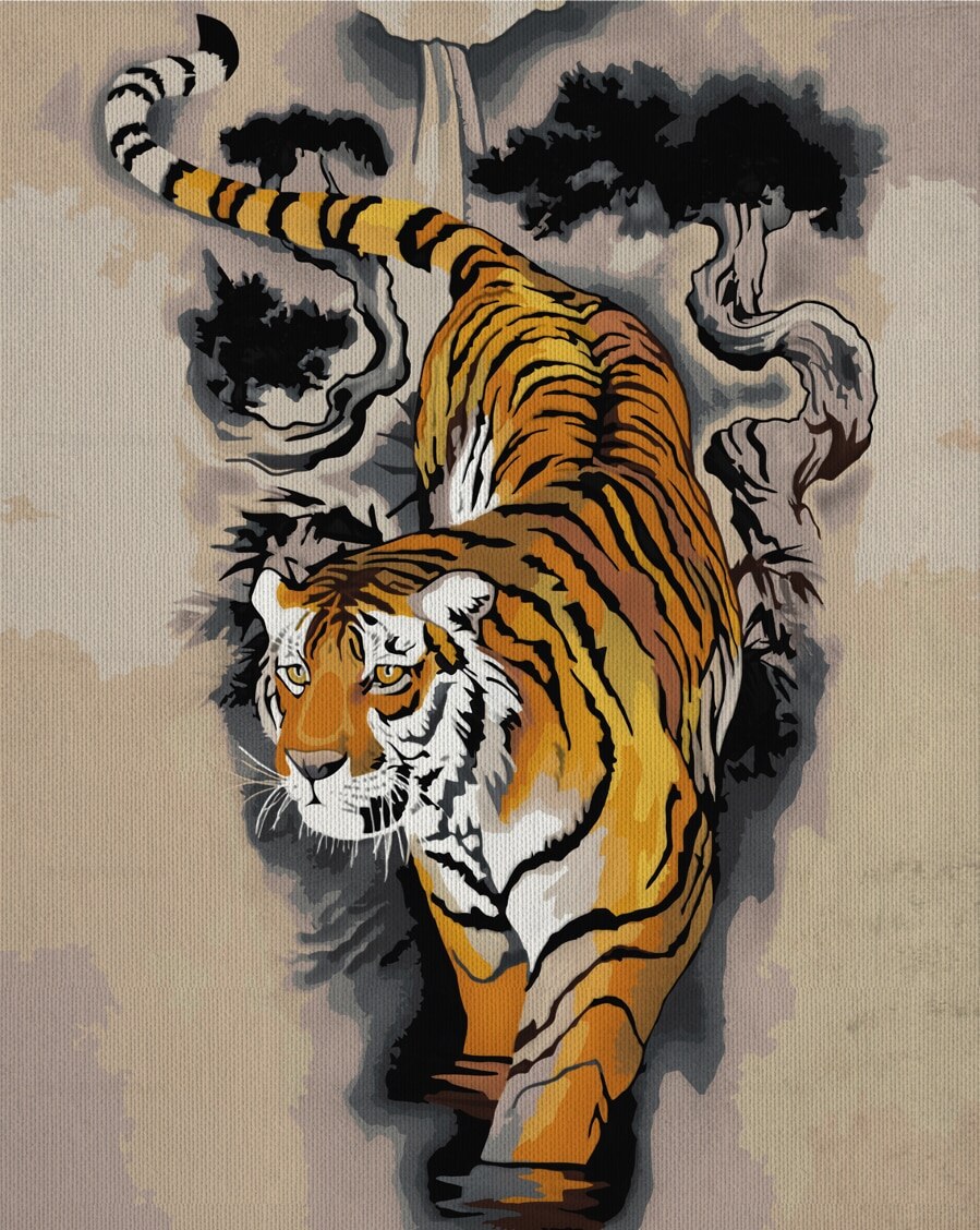фото Картина по номерам на холсте с подрамником мырисуем "восточный тигр" 1821