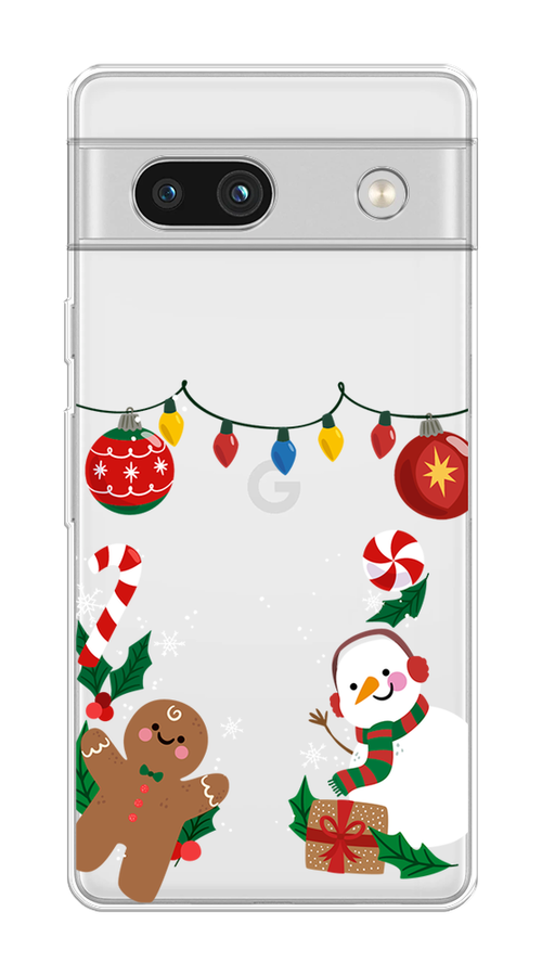 

Чехол на Google Pixel 7A "Новогоднее настроение", Коричневый;красный;зеленый, 271450-5