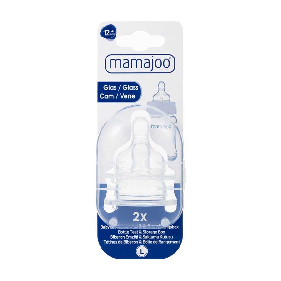 Соска Mamajoo для стеклянной бутылочки 12+ (L) Anti-colic Bottle Teats, 2 шт