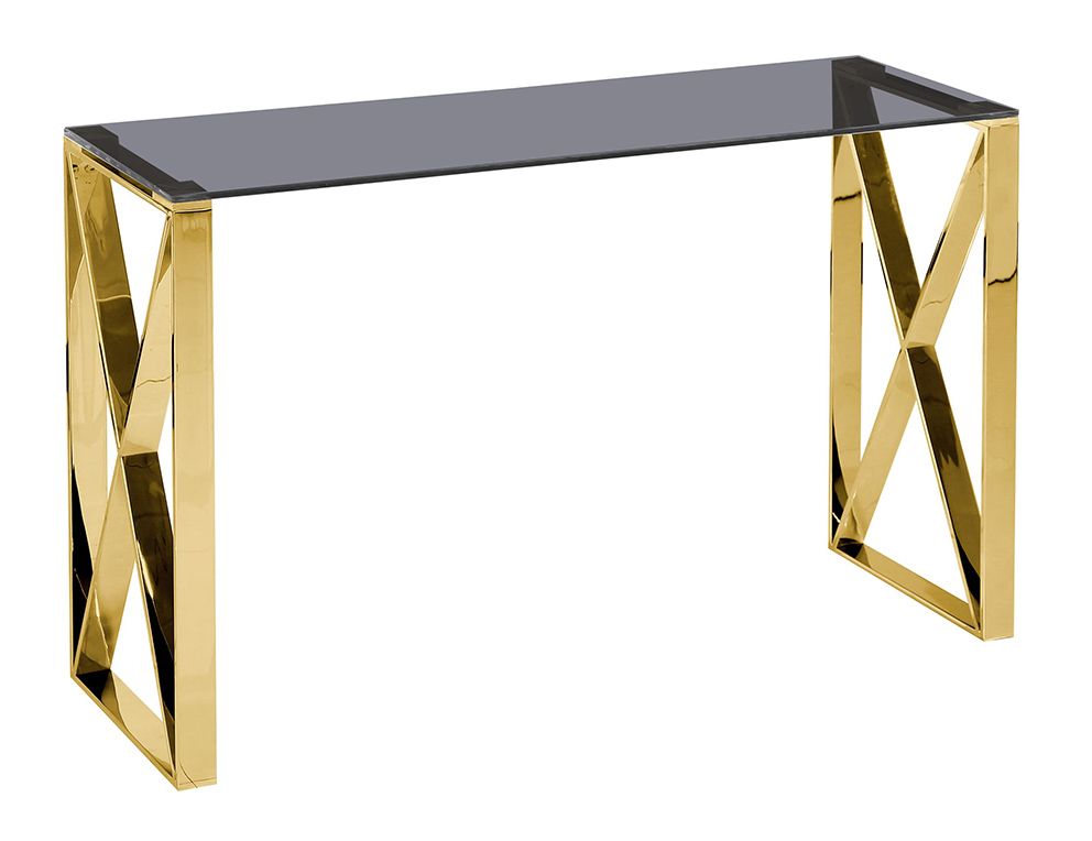 

Консоль STOOL GROUP КРОСС 115х30 Стекло smoke/Сталь золото