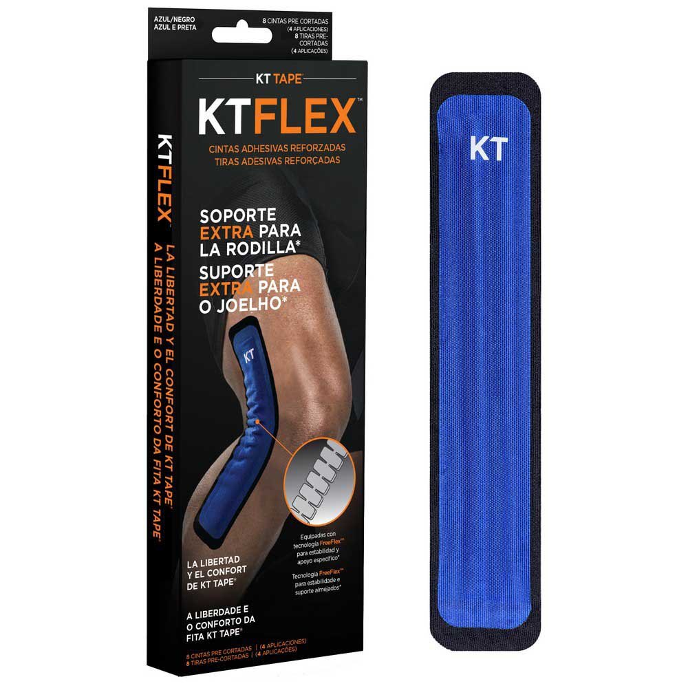 фото Тейпы для колена kt tape flex (8 шт) | black/blue (черно-синий) nobrand