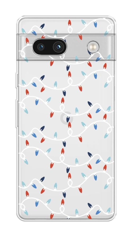 

Чехол на Google Pixel 7A "Разноцветная гирлянда", Белый;красный;синий, 271450-5