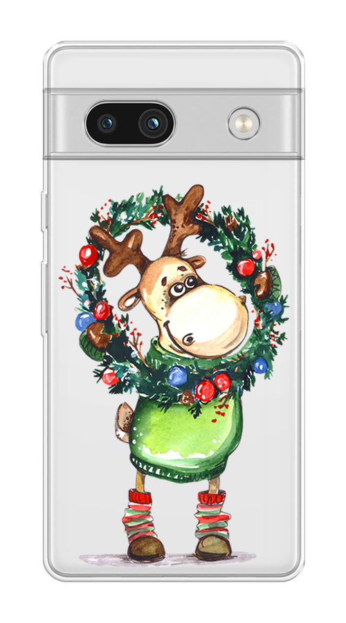 

Чехол на Google Pixel 7A "Олень с новогодним венком", 271450-4