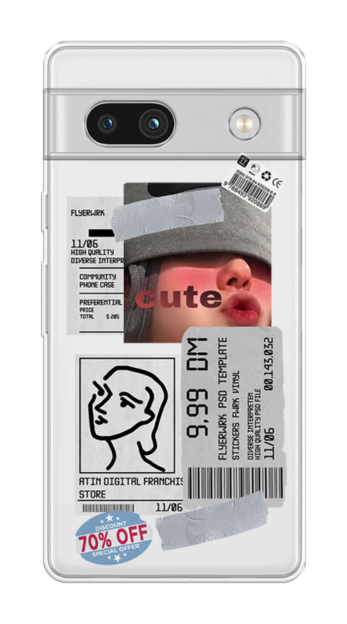 

Чехол на Google Pixel 7A "Cute girl collage", Розовый;серый;голубой, 271450-6