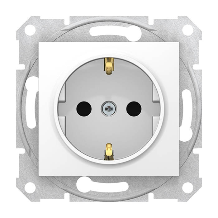 фото Механизм розетки schneider sedna су, 1-местная, белый, заземление, шторки, sdn3000121 schneider electric