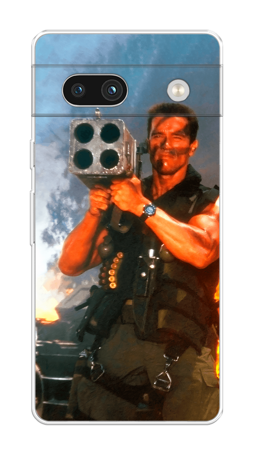 

Чехол на Google Pixel 7A "Арнольд Шварцнеггер с базукой", Голубой;коричневый, 271450-6