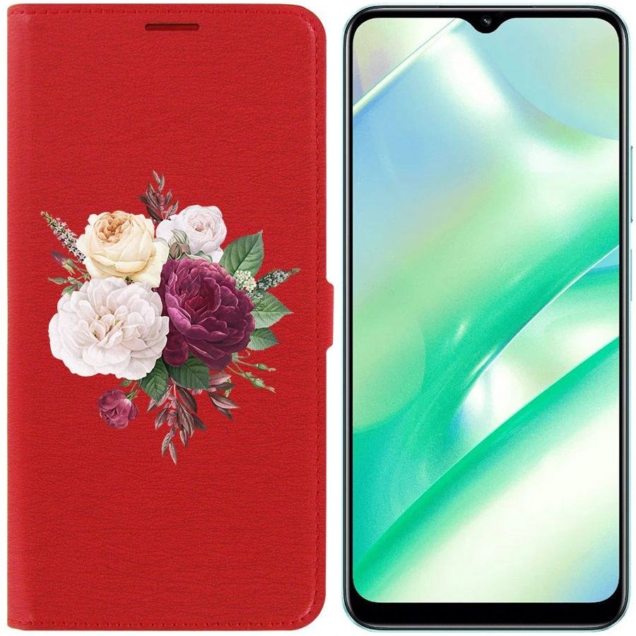 

Чехол-книжка Eco Book для Realme C33 Цветочная композиция, Красный