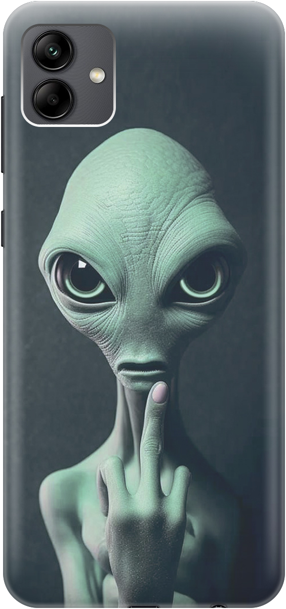 

Силиконовый чехол на Samsung Galaxy A04 с принтом "Инопланетянин", Зеленый;синий;черный, 20000942