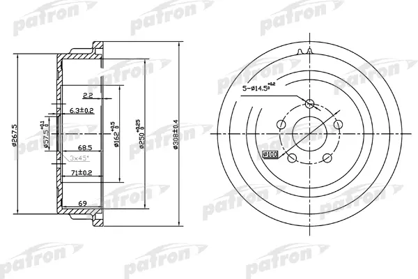 

Тормозной барабан PATRON PDR1479