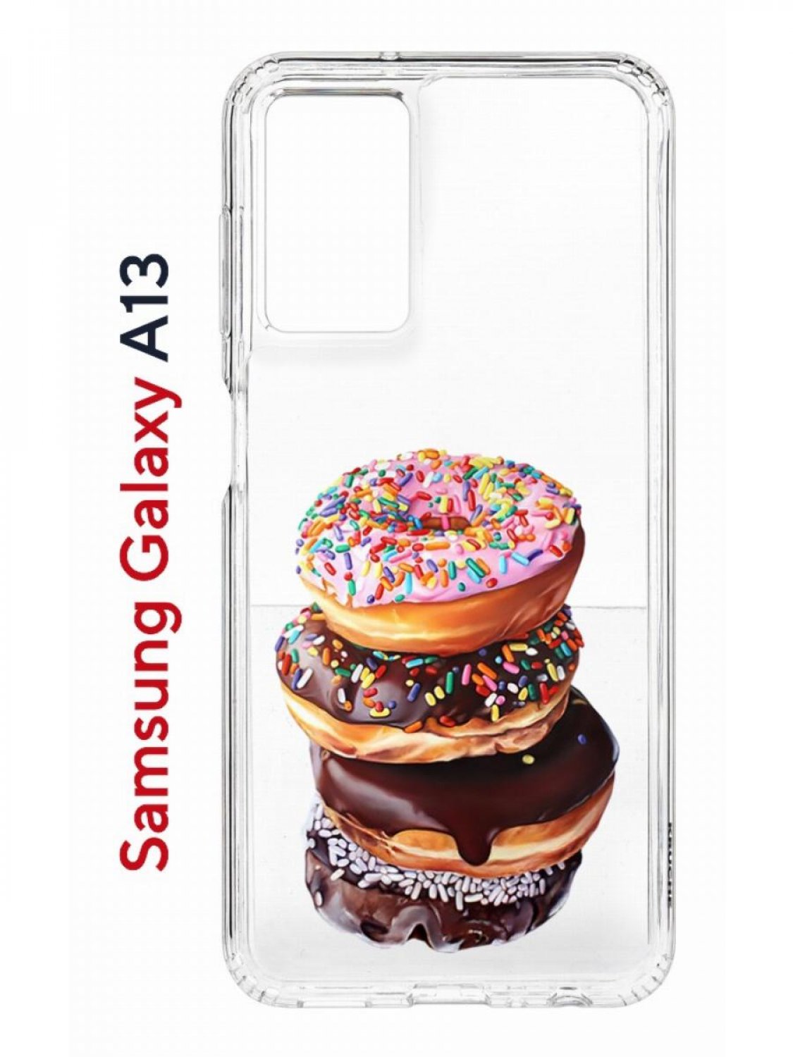 фото Чехол на samsung a13 kruche print donuts, противоударный бампер, с защитой камеры кruче