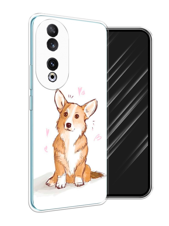 

Чехол Awog на Honor 90 "Корги любовь", Бежевый;белый