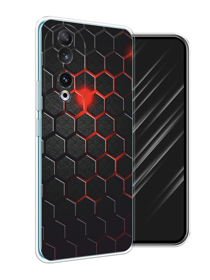 

Чехол Awog на Honor 90 "Фон соты красные", Красный;черный