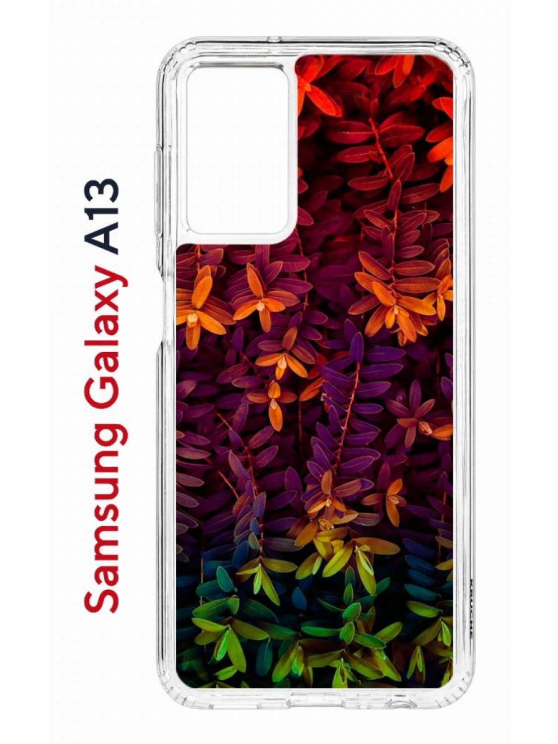 фото Чехол на samsung a13 kruche print neon leaves, противоударный бампер, с защитой камеры кruче