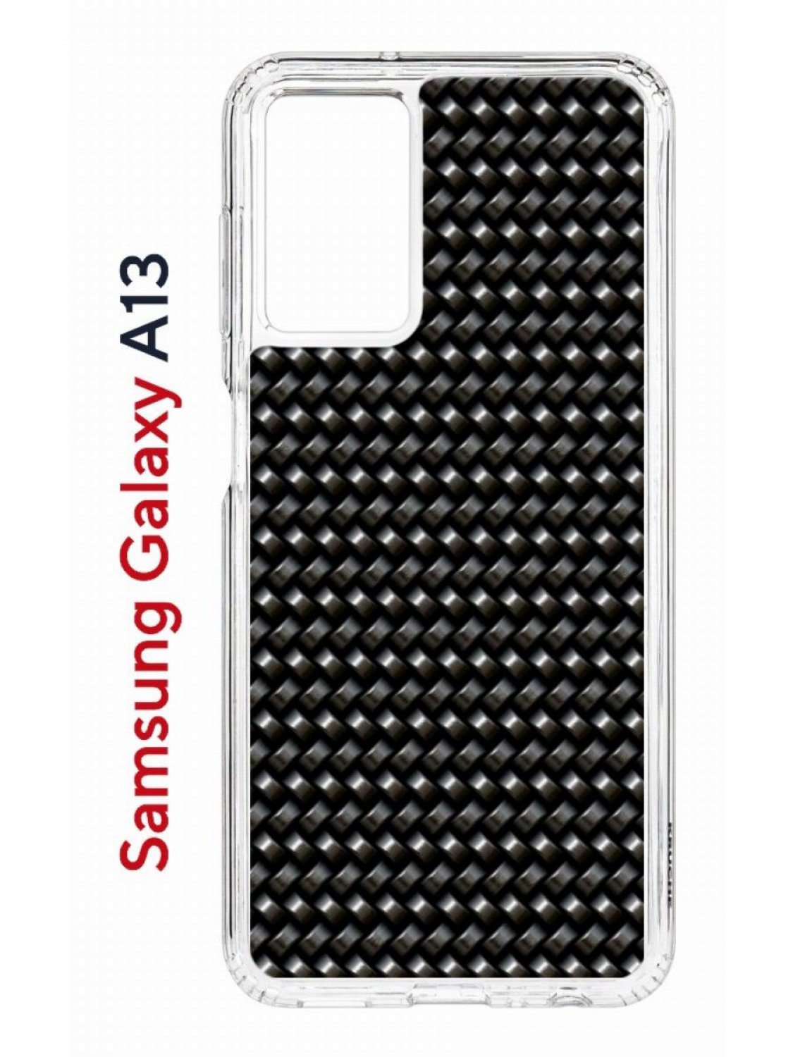 Чехол на Samsung A13 Kruche Print Карбон, противоударный бампер, с защитой камеры
