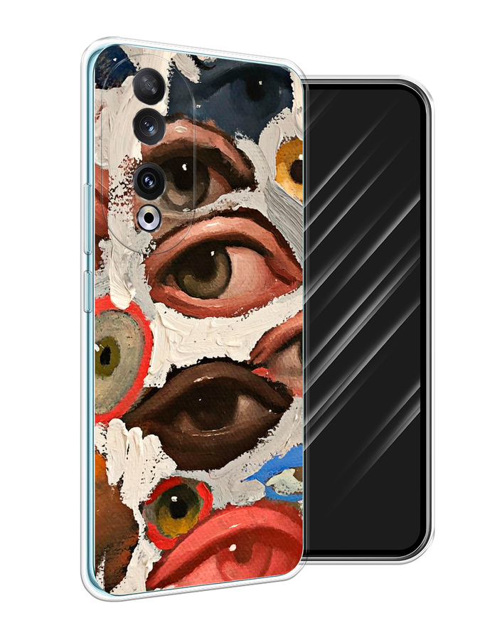 

Чехол Awog на Honor 90 "Глаза масляная живопись", Серый;бежевый;красный