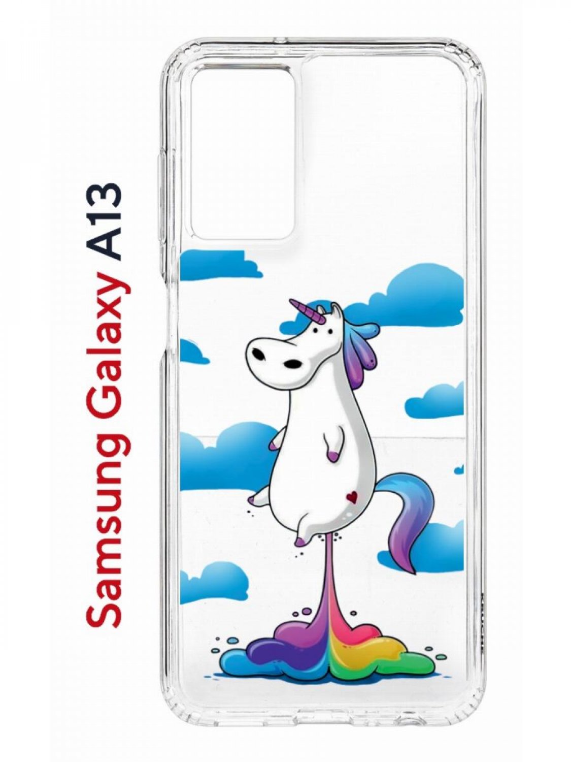 фото Чехол на samsung a13 kruche print flying unicorn, противоударный бампер, с защитой камеры кruче