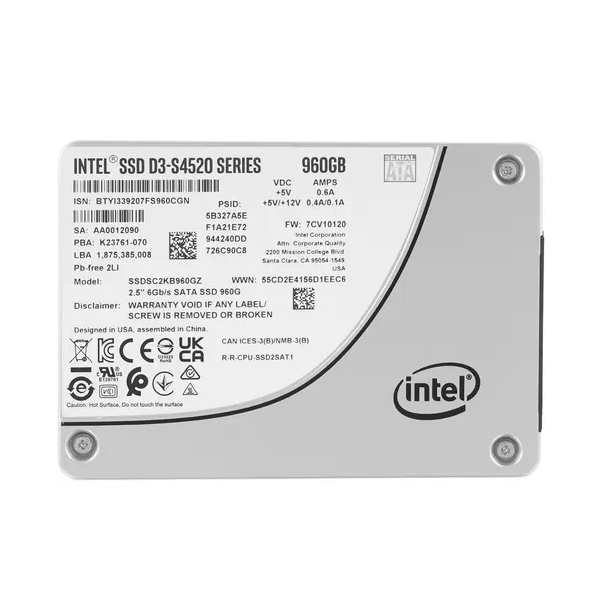 

SSD накопитель Intel D3-S4520 2.5" 960 ГБ (D3-S4520), D3-S4520
