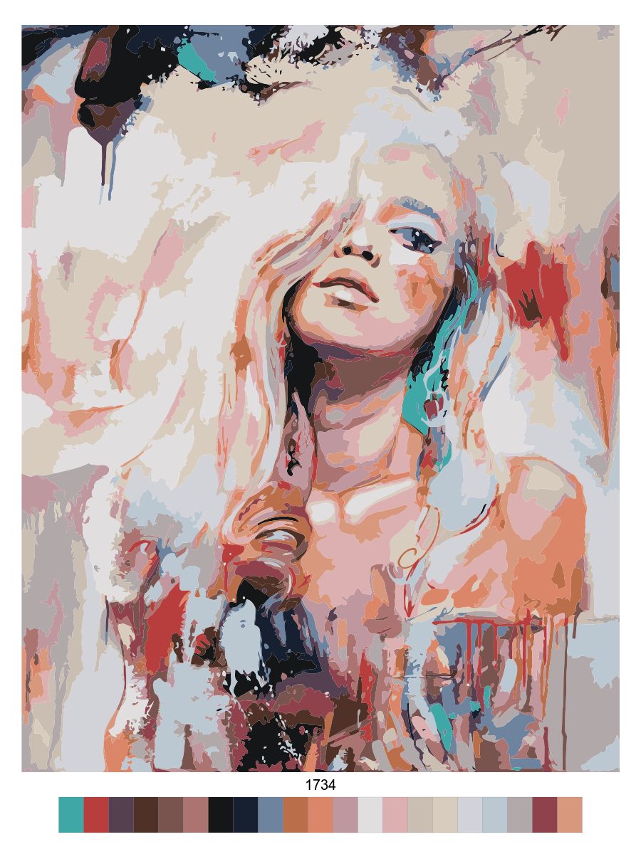 

Картина по номерам на холсте с подрамником МыРисуем "Девушка АРТ" 1734, Девушка АРТ