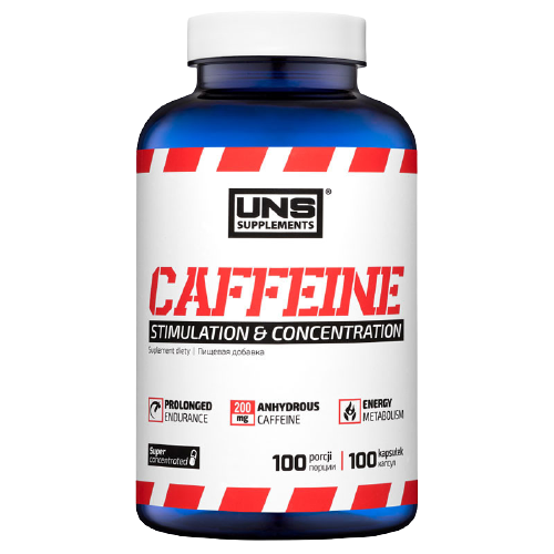 

Энергетик UNS Caffeine 200, 100 капсул, без вкуса, Caffeine 200