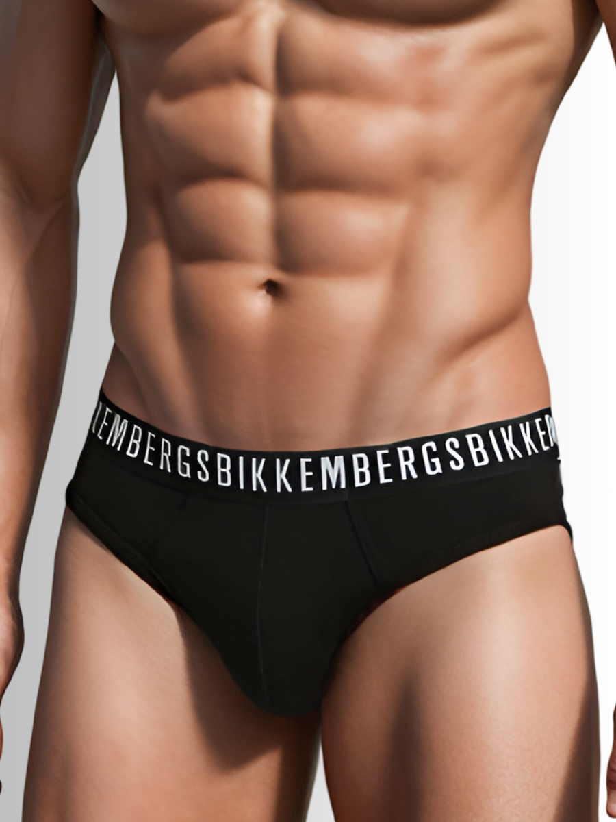 Комплект трусов мужских Bikkembergs BKK1USP02TR черных XXL, 3 шт.