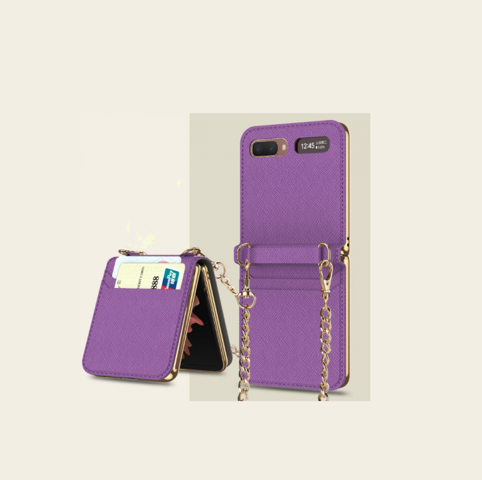 

Чехол MyPads для Samsung Galaxy Z Flip SM-F700 с цепочкой в фиолетовом цвете, Фиолетовый