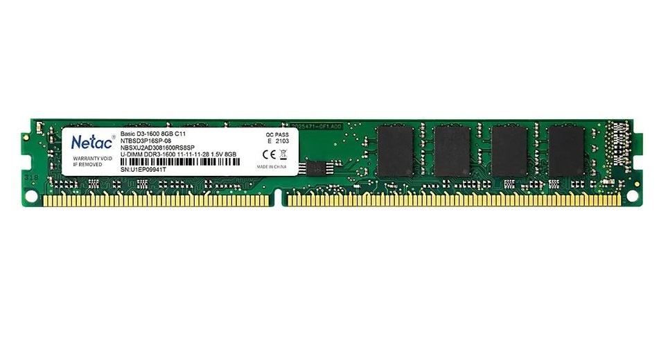 

Оперативная память Netac DDR3 1x8Gb 1600MHz (NTBSD3P16SP-08)