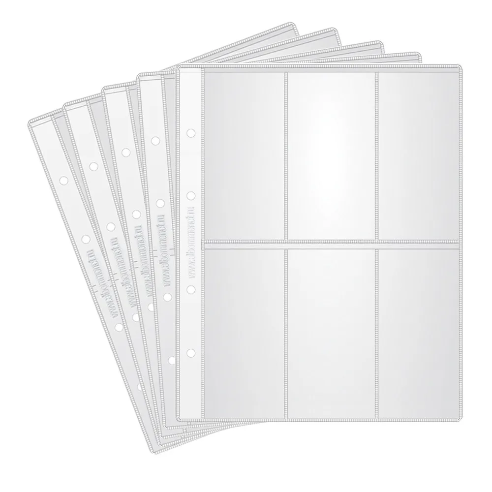 

Листы Альбоммонет Professional в альбом Grande на 6 вертикальных банкнот бон 5 шт