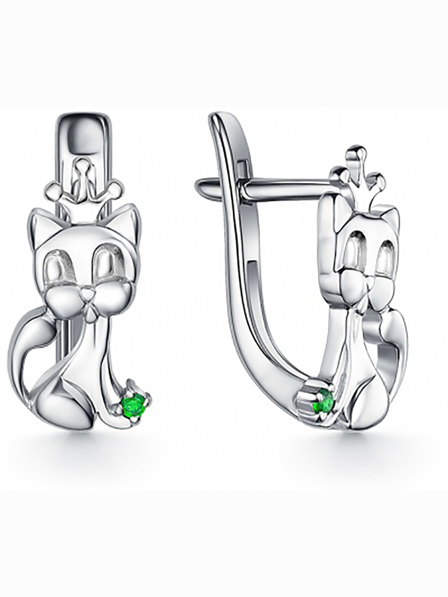 

Серьги Котята с 2 фианитами из серебра Вероника С630-1077Зел, С630-1077Зел