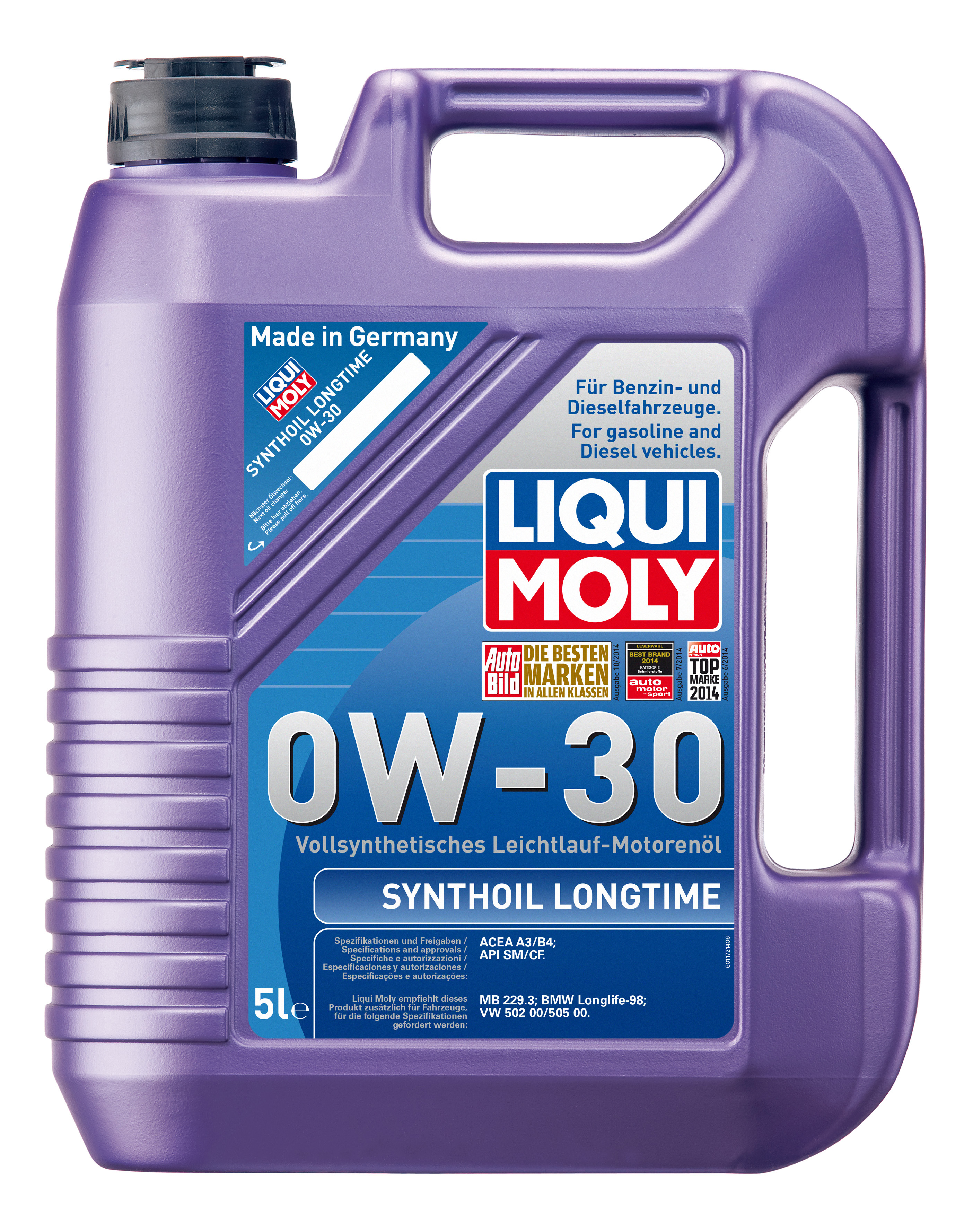

Моторное масло LIQUI MOLY синтетическое Synthoil Longtime 0W30 Sm/Cfa3/B4 5л