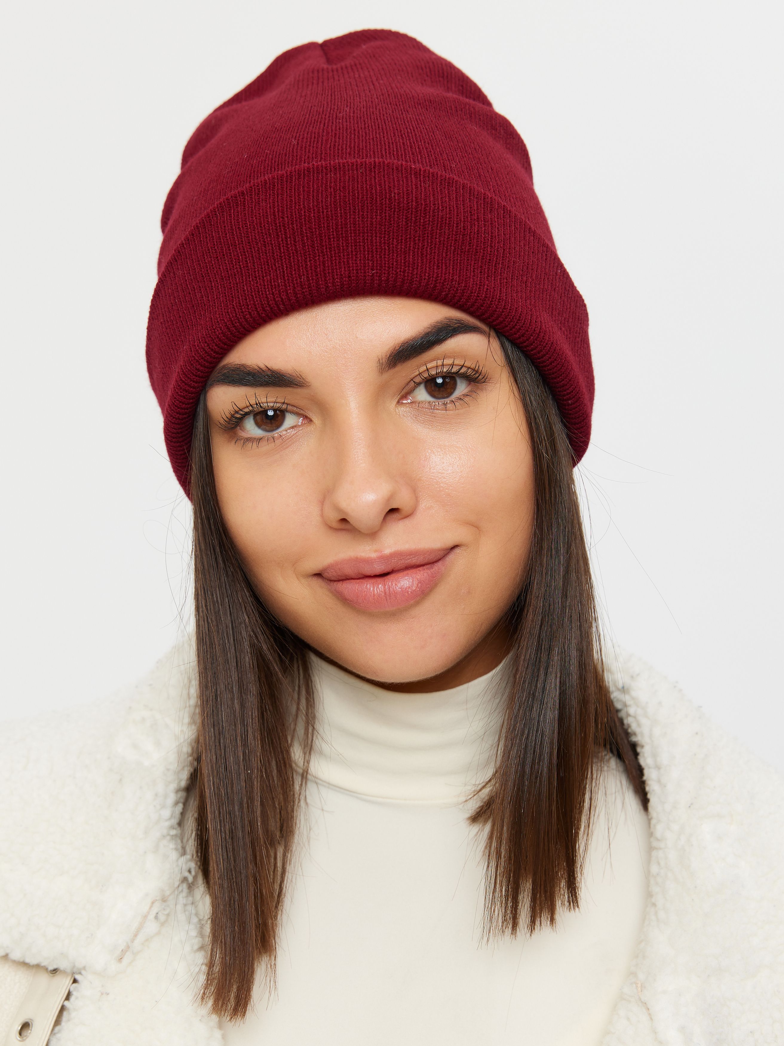 Шапка бини женская WLOO Tacheng Tiancheng Trade бордовая one size