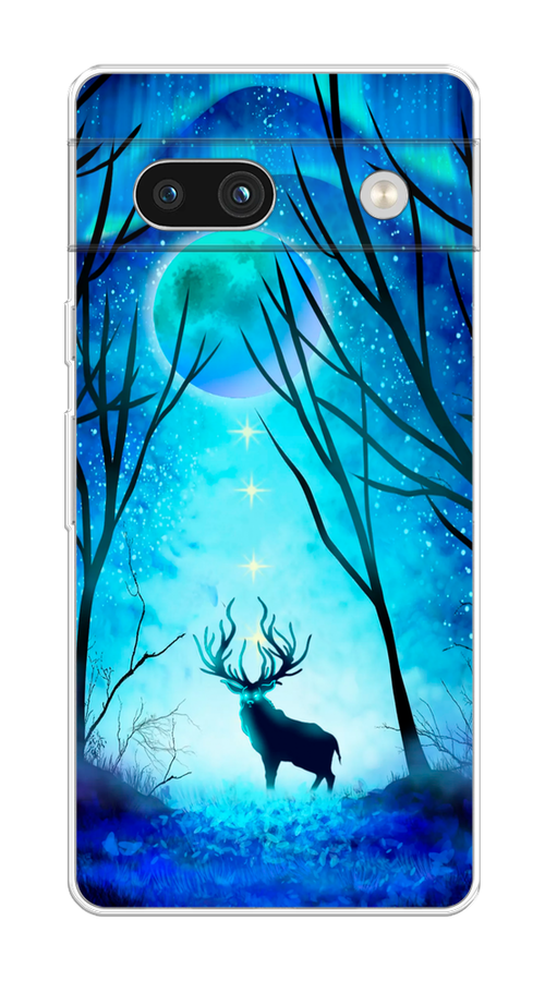 

Чехол на Google Pixel 7A "Олень северное сияние", Синий;черный;голубой, 271450-1