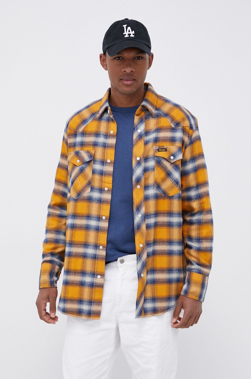 фото Рубашка мужская wrangler w5d15mxen оранжевая xl