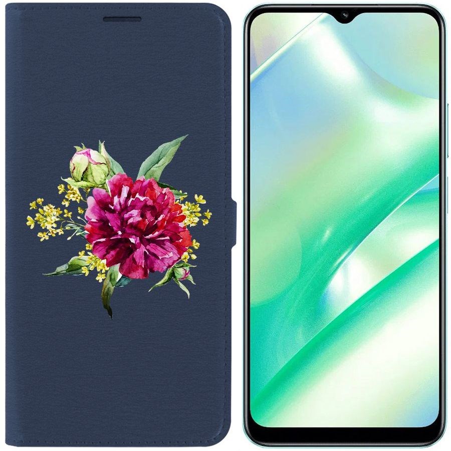 

Чехол-книжка Eco Book для Realme C33 Цветочная акварель, Синий